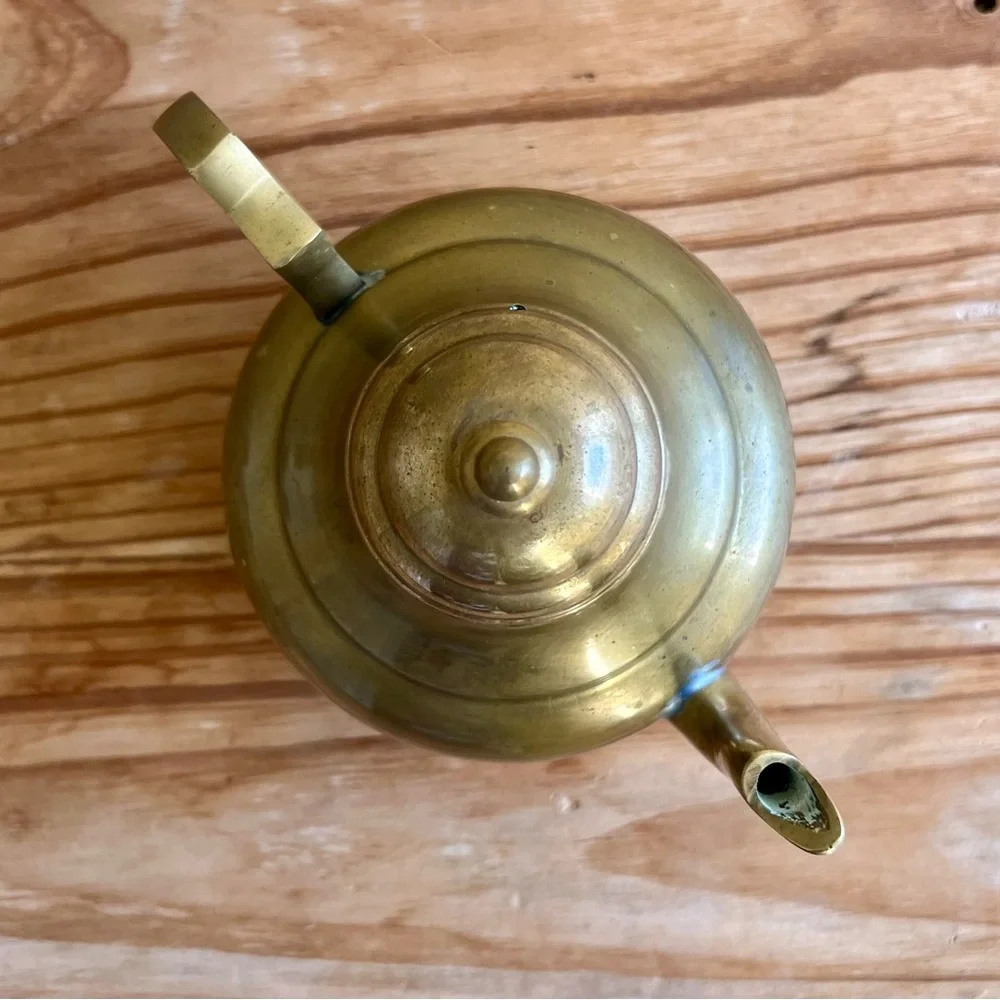 Solid Brass Decor Tea Pot Country Barn Rustic Decor - Picture 2 of 10